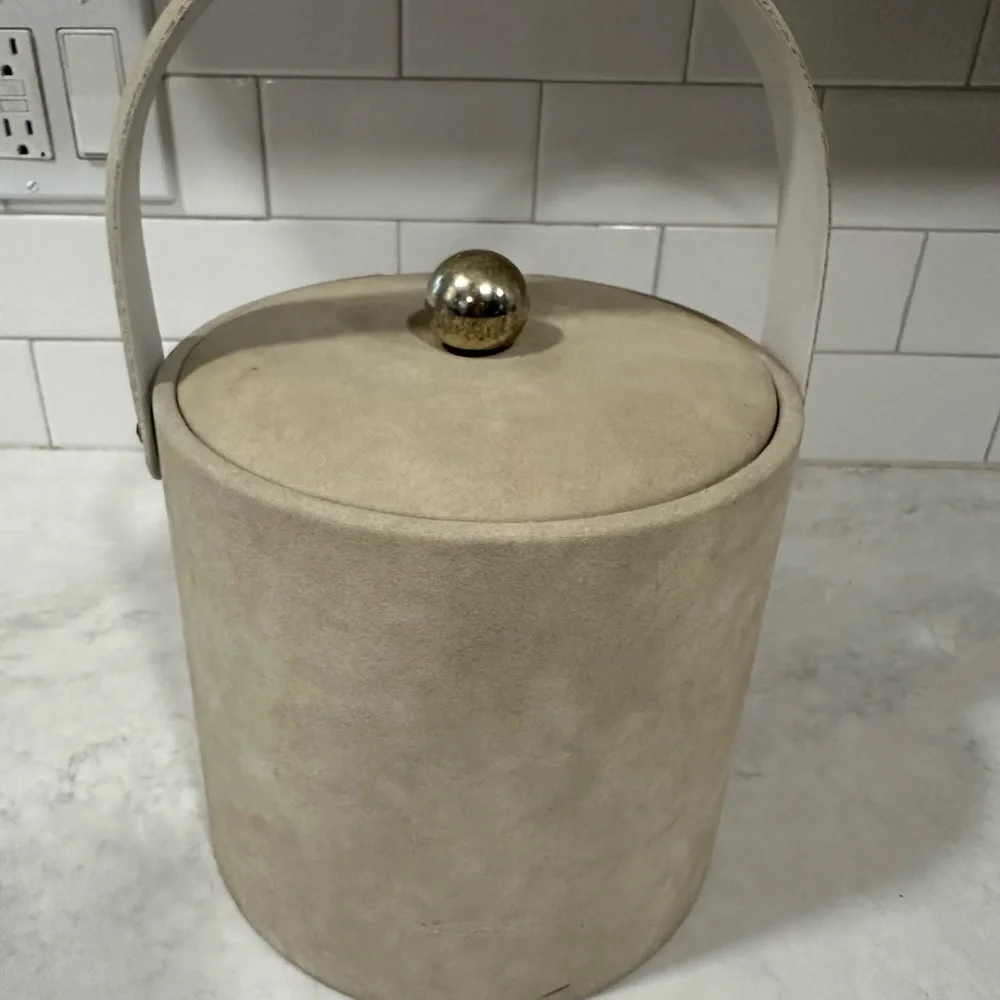 Elegant Cream and Green Ice Bucket
